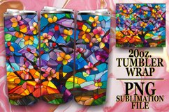 Stained Glass Tree Wrap 20oz Colorful Tumbler Sublimation Product Image 1