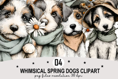Whimsical Spring Dogs Clipart Watercolor PNG Product Image 1