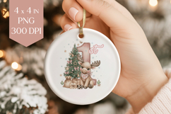 Baby Moose 1st Christmas Sublimation PNG - Ornament Art Product Image 1