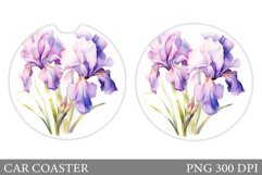 Flowers Car Coaster Design. Irises Flowers Car Coaster Product Image 1