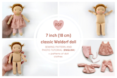 7&#039;&#039;/18 cm classic Waldorf doll PDF pattern and tutorial Product Image 1