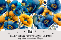 Blue Poppy Flower Clipart Watercolor PNG Product Image 1