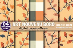 Art Nouveau Boho Pattern Digital Paper Background PNG Product Image 1
