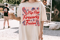 Flip Flop Fireworks Freedom PNG T-Shirt|4th of July PNG Subl Product Image 3
