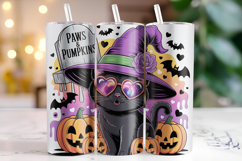 Halloween Paws &amp; Pumpkin Tumbler Wrap | Sublimation Product Image 1