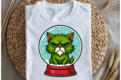 Green funny Christmas cat png design for T-shirts Product Image 5