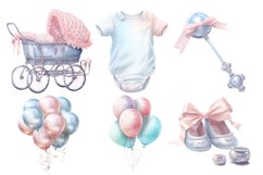 Pastel Baby Shower Clipart Bundle, Set of 20 Png Product Image 2