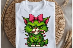 Green funny Christmas cat png design for T-shirts Product Image 5