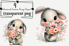 Whimsical Summer Bunny Clipart Watercolor PNG Product Image 1