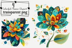 Whimsical Flower Clipart Watercolor PNG Product Image 1