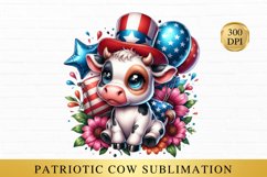 patriotic cow sublimation, 4th of July Illustration Product Image 1