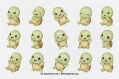 15 Bundle Watercolor Cute Turtle Baby Turtle Ocean Wildlife Product Image 8