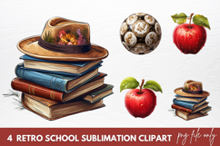 Retro School Sublimation Clipart, School Clipart PNG Product Image 1