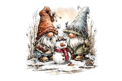 7 JPG Whimsical Cute Christmas Gnomes Illustrations Bundle Product Image 7