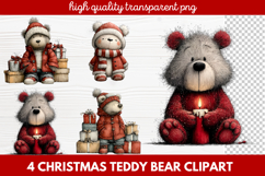 4 Christmas Teddy Bear Clipart | Cute Holiday Bear PNG Illus Product Image 1