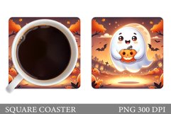Cute Ghost Coaster Design. Halloween Coaster Sublimation Product Image 1
