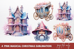Pink Magical Christmas Sublimation Clipart Product Image 1