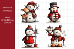 Watercolor Snowman Clipart, Whimsical, Product Image 1