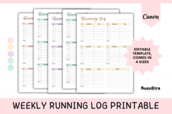 Weekly Running Log Tracker Editable Template 5 Colors Product Image 1