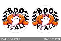 Cute Ghost Car Coaster Design. Halloween Car Coaster Product Image 1