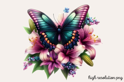 Butterfly Flowers Clipart PNG Product Image 1