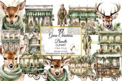 Watercolor Green Christmas Clipart PNG bundle, Cozy Green Product Image 6