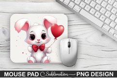 Valentine Bunny Sublimation Mouse Pad PNG Design Product Image 1