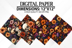 Halloween Flowers Digital Paper - Halloween Background Product Image 1