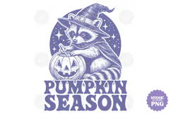 Vintage Funny Sarcastic Feral Witch Raccoon Halloween PNG Product Image 1