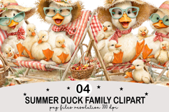Whimsical Summer Duck Family Clipart Watercolor png Product Image 1