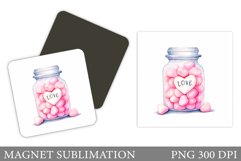 Jar with Hearts Magnet. Valentines Hearts Magnet Sublimation Product Image 1