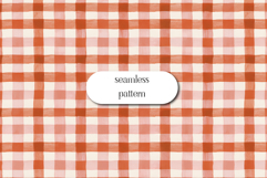 Coral Gingham Seamless Pattern Watercolor Plaid Digital Product Image 1
