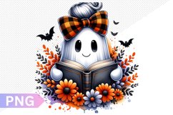 Halloween Ghost And Books Sublimation - Clipart PNG Design Product Image 1