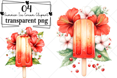 Whimsical Summer Ice Cream Clipart Watercolor PNG Product Image 1