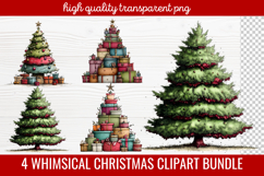 4 Whimsical Christmas Clipart | Cute Festive Holiday PNG Product Image 1