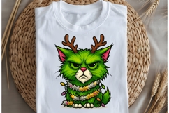 Funny Christmas green cat png design for T-shirts Product Image 5