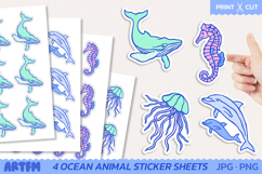 Ocean Animals Sticker Sheets | Sea Life Pastel Stickers Product Image 1