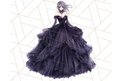 Victorian Gothic Wedding Dress PNG, Dark Bridal Clipart Product Image 4
