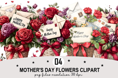 Whimsical Mother's Day Flowers Clipart png Watercolor png Product Image 1