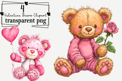 Valentine Bears Clipart Watercolor PNG Product Image 1