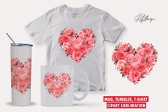 Watercolor valentine day rose heart clipart sublimation Product Image 1