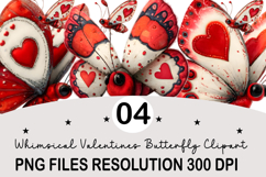 Whimsical Valentines Butterfly Clipart Valentine's Png Product Image 1