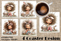 Happy Easter Square Coaster Sublimation. Funny bunny Product Image 1