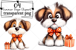 Whimsical Summer Dogs Clipart Watercolor PNG Product Image 1