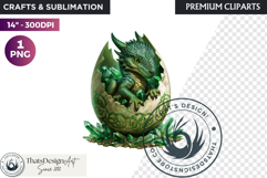 Cute Baby Dragon in a egg Clipart, dragon egg, Fantasy PNG Product Image 1