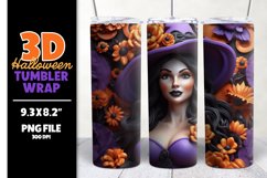 3D Halloween Witch Tumbler Sublimation Wrap Design Product Image 1