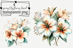 Whimsical Spring Lily Flowers Clipart Watercolor PNG Product Image 1