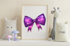 Neon Purple Glow Coquette Bow Clipart Product Image 7