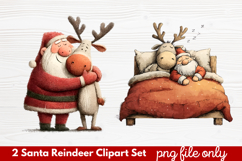 2 Santa Reindeer Clipart Set | Cute Christmas Reindeer PNG Product Image 1
