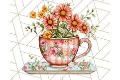 Vintage Floral Teacup Clipart PNG, Blooming Teacups Clip Art Product Image 4